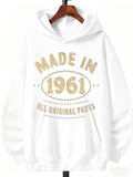 Men's Hoodie Made In 1961 All Original Parts Vintage Golden Lettering Hoodie