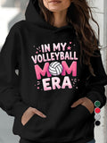 Women's Hoodie In My Volleyball Era With Pink Lettering And White Volleyball Mom