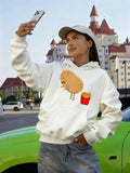 Women's Hoodie Cartoon French Fries With Smiling Potato Character Under Sunny Sky Potato