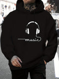 Men's Hoodie Modern Line Art With Headphones And Artistic Music Motif