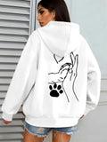 Women's Hoodie Gentle Loving Hand With Dog Paw And Line Art Design