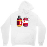 Men's Hoodie Playful Cartoon Bottles With Minimalist Labels On Bright White Hoodie Bottles