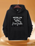 Men's Hoodie Were On Our Honeymoon With Playful Heart Arrow Motif Hoodie