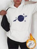 Women's Hoodie Midnight Galaxy With Stars And Shadowed Planet Surrounded By Rings