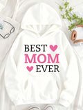 Women's Hoodie Best Mom Ever With Pink Love Heart Design Mom