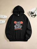 Women's Hoodie Eat Sleep Netball Repeat With Dotted Lines And Two Orange Balls Netball