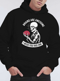 Men's Hoodie Brains Are Awesome Skull With Red Brain In Dapper Suit