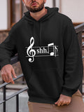 Men's Hoodie Shhh With Musical Notes Staff And Treble Clef Hoodie