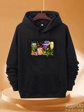 Men's Hoodie Colorful Cartoon Style Night Market Food With Lanterns