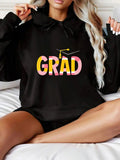 Women's Hoodie Colorful Graduation Cap Accented Lettering Under Joyful Sunrise Grad