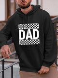 Men's Hoodie Bold Checkerboard Pattern With Contrasting Graphic Design Dad Text