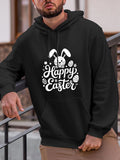 Men's Hoodie Happy Easter Bunny Ears Surrounded By Decorated Eggs And Dots
