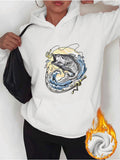 Women's Hoodie Dynamic Splashing Waves With Vivid Leaping Fish In Motion