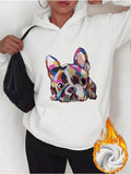 Women's Hoodie Colorful Abstract Art Pattern Among Swirling Shapes Bulldog
