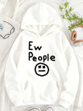 Women's Hoodie Ew People Playful Cartoon Face With Closed Eyes Expression Hoodie
