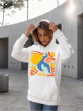 Women's Hoodie Vivid Tropical Leaves Under The Warm Sun Featuring A Blue Pelican