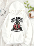 Women's Hoodie My Toxic Best Friend Curled Serpent With Heart Among Leaves And Stones Snake