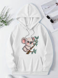 Women's Hoodie Gentle Eucalyptus Leaves With Adorable Fluffy Koala On Branch Koala