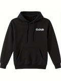 Men's Hoodie Cloud Minimalist White Text Design Black Hoodie