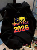 Women's Hoodie Happy New Year 2026 Glowing Festive Design With Bright Typography Hoodie