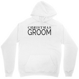 Men's Hoodie Christmas Groom Bold Modern Typography With Festive Clean White Hoodie