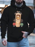 Men's Hoodie Beer Time Classic Mobile Call Invitation With Cartoon Bubbles Phone