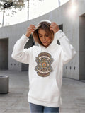 Women's Hoodie Intricate Geometric Symmetry Pattern With Tribal Motifs Adorning Sacred Mandala
