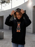 Women's Hoodie Playful Brown Dog With Pink Ribbon Sitting Under Soft Sunlight Dog