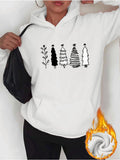 Women's Hoodie Minimalist Doodle Style Trees In Soft Winter Hoodie