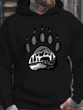 Men's Hoodie Majestic Wilderness Mountain Scene With Trees And Grizzly Bear Pawprint