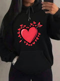Women's Hoodie Cartoon Arrow Surrounded By Many Red Hearts Heart