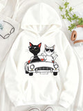 Women's Hoodie Cool Sunglasses Cats Driving A Vintage Sports Car