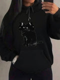 Women's Hoodie Gleaming Eyes With Whiskers Sitting On Soft Fur Cat