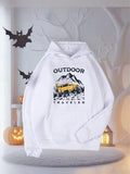 Women's Hoodie Outdoor Adventure With Yellow Offroad Car Among Majestic Mountain Peaks Traveler