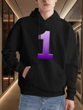 Men's Hoodie Gradient Shaded Large Purple Number One Hoodie