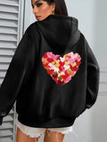 Women's Hoodie Colorful Brushstroke Art With Vibrant Shades Forming A Heart Shape