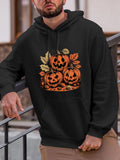 Men's Hoodie Autumn Leaves Among Smiling Jack O Lantern Pumpkins Under Foliage Pumpkin