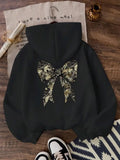 Women's Hoodie Elegant Golden Floral Patterned Bow Under Soft Lighting Hoodie
