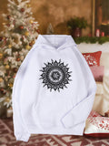 Women's Hoodie Intricate Floral Patterns Radiating With Elegant Petals Under Winter Sun Mandala
