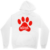 Men's Hoodie Adopt Red Paw Print With Friendly Rescue Message Hoodie