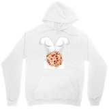 Men's Hoodie Fluffy Bunny Ears With Pink Floral Blossom Accented Center Rabbit