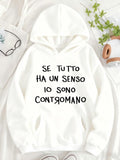 Women's Hoodie Italian text print expressing unique perspectives