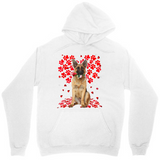 Men's Hoodie Playful Blossoms With Floral Petal Shower Surrounding A Cute Dog
