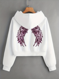 Women's Hoodie Artistic Painted Feathers With Purple Gradient Detailing Angel Wings