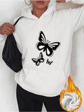 Women's Hoodie Flying Black Butterfly Trio With Bold Monochrome Artwork Butterfly