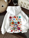 Women's Hoodie Colorful Flourishing Garden With Blossoming Flowers On White Hoodie
