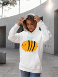 Women's Hoodie Cute Smiling Bee With Blue Wings On Soft Cozy Hoodie Bee