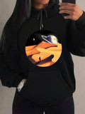 Women's Hoodie Lonely Traveler Wandering Under Distant Moon Across Sunset Sand Dunes Landscape
