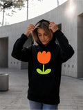 Women's Hoodie Bright Outdoor Scene With Cheerful Graphic Tulip Hoodie