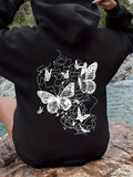 Women's Hoodie Dancing White Butterflies With Swirling Lines In Gentle Motion Butterfly